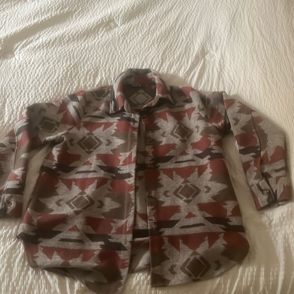 Blue B Southwest print shacket